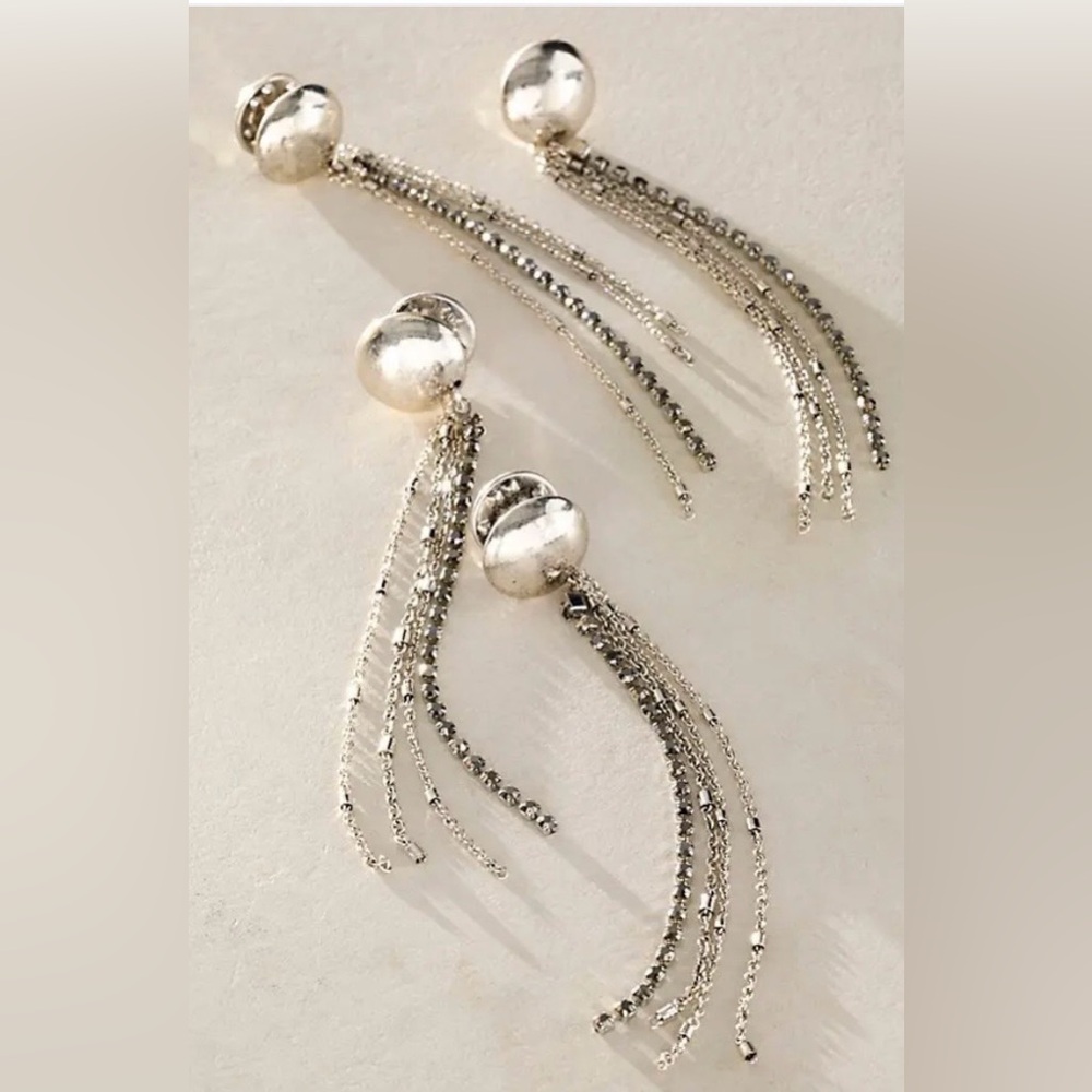 NWT Free People Brandy Fringe Pin Set of Four in Silver